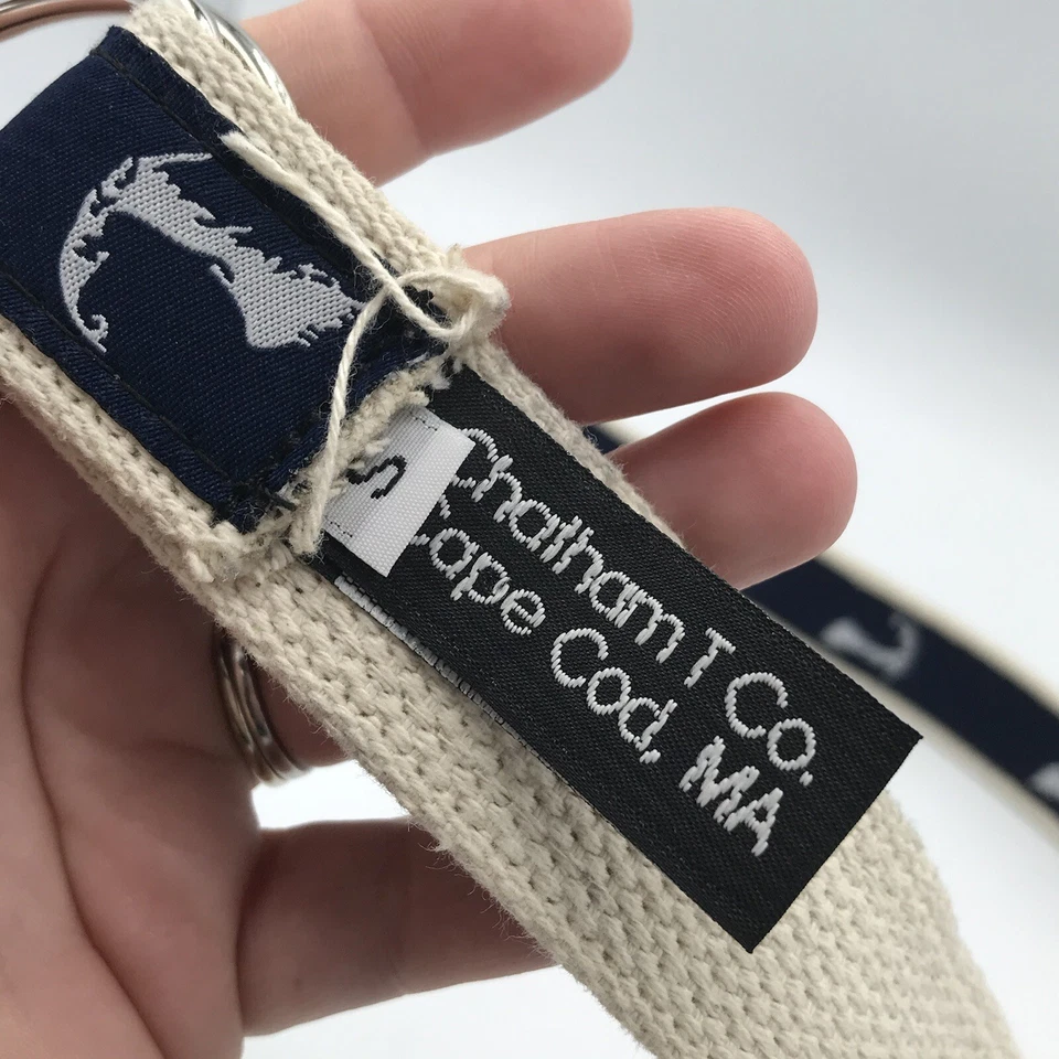 Пояс Chatham T Co Cape Cod MA молодежный холщовый тканевый с принтом маленькое синее кольцо D - Изображение 2 из 4