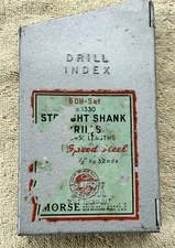 DRILL HUOT INDEX WITH MORSE SPECIAL STEEL NO.  6DH NO. 1330 DRILLS AS PICTURED