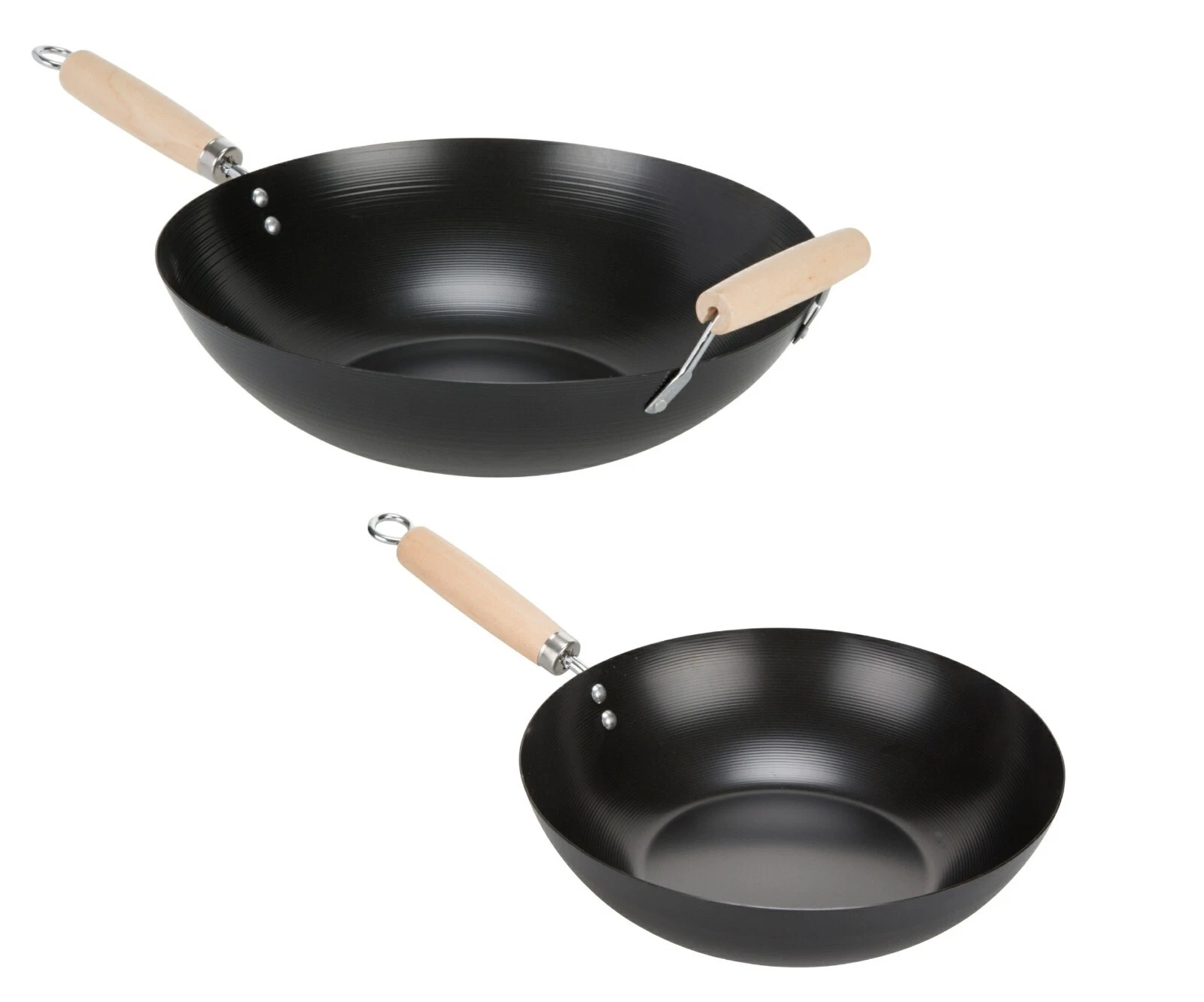 Non Stick Carbon Steel Wok Chinese Frying Pan Stir Fry Cooking Pot Cookware