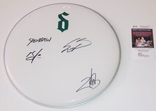 SHINEDOWN BAND SIGNED AUTOGRAPHED 14” DRUMHEAD BRENT SMITH ZACH ERIC JSA COA!