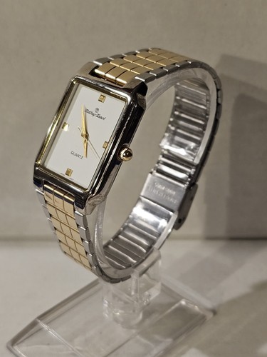 Mathey Tissot Mens Rectangle Analog Watch Gold & Silver Tone With White Dial - Picture 2 of 11