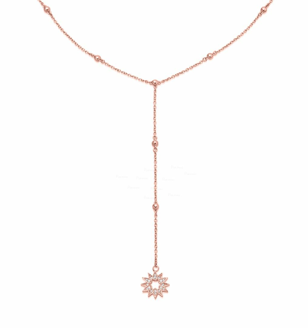 14K Gold Lab-Created Diamond Sun Charm Drop Lariat