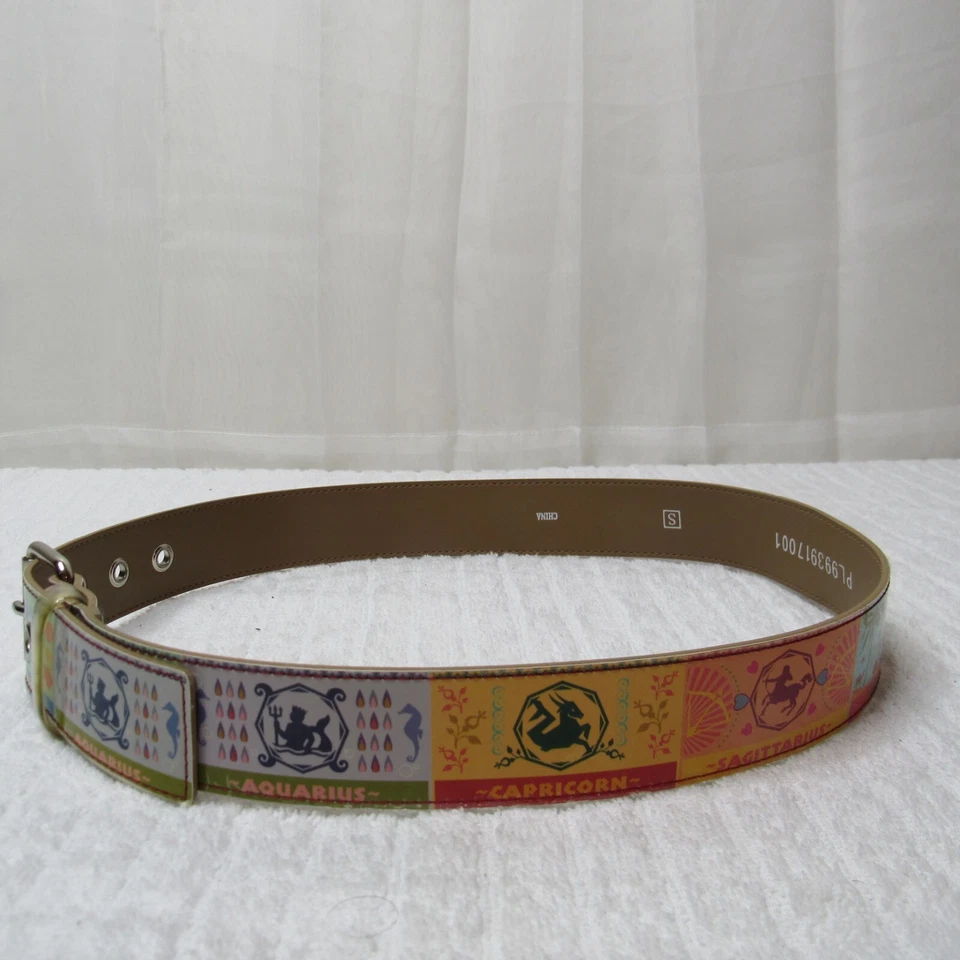 Cinto pequeno feminino signos do zodíaco fivela de prata leão escorpião plástico colorido boho - Imagem 3 de 4