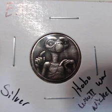 HOBO E.T. Alien Touch ET Made From A REAL WWII Silver Nickel SIGNED