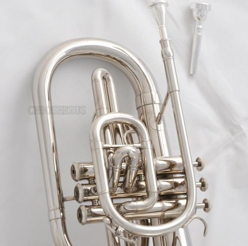 Professional new Model Mellophone F Keys Silver Nickel horn 2-Exchange Mouth - Picture 4 of 6