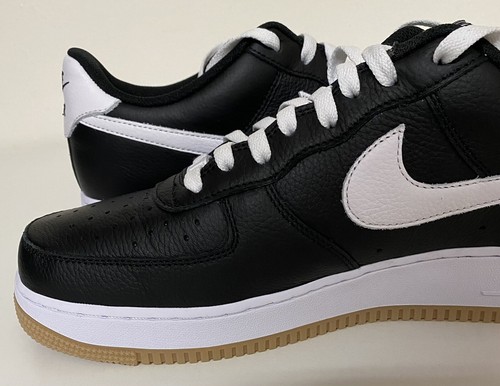 Nike Air Force 1 Low By You ID Leather Mens Sz 12 Black White Gum DV3892-900 NEW - 第 9/12 張圖片