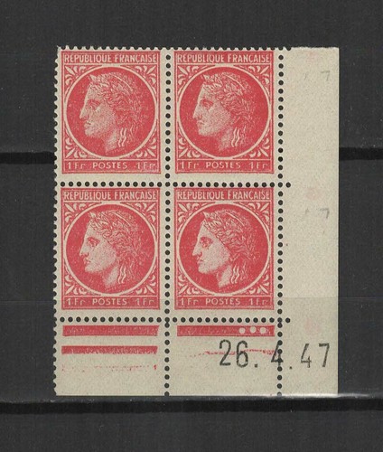 France 1945-47 type Cérès bloc de 4 timbres non oblitérés coin daté /TR9688
