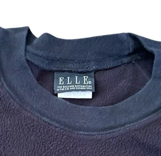Vintage 90s ELLE Fleece Spellout Sweatshirt Vtg Rare Sport Designer USA