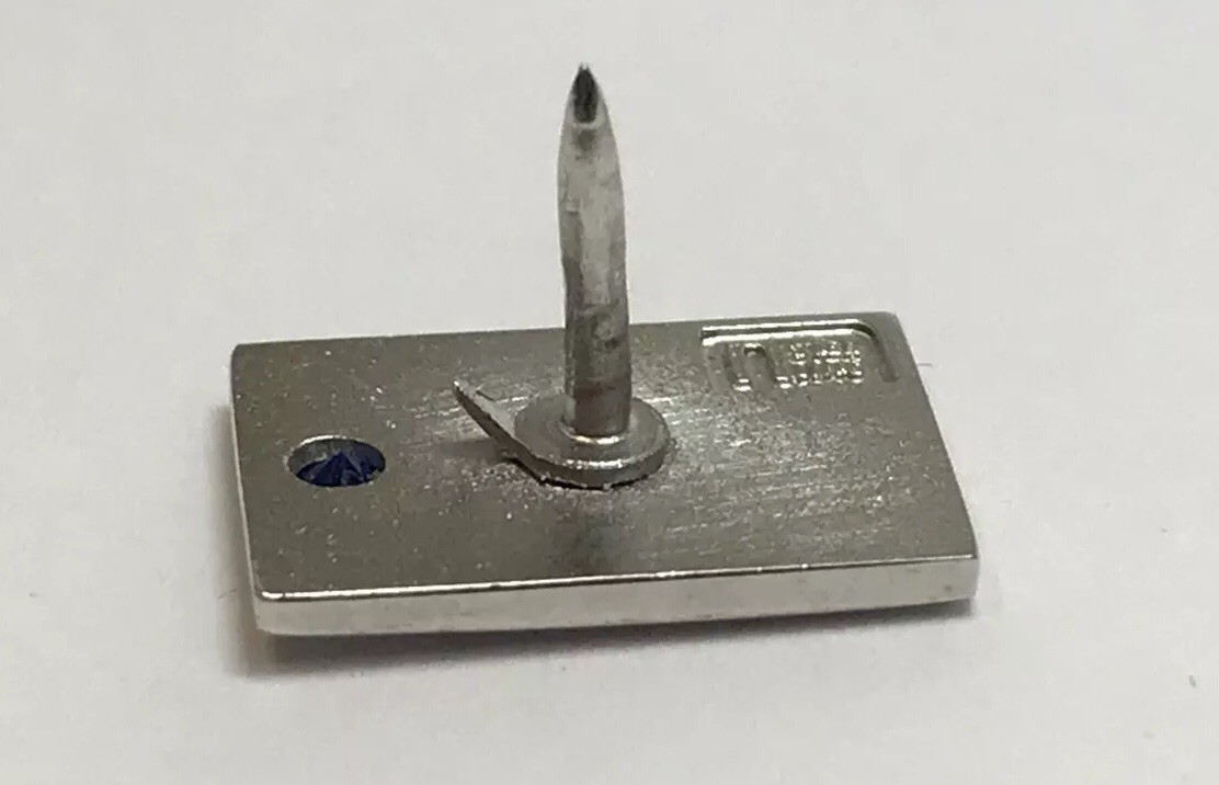 STERLING SILVER KMART PIN BACK LAPEL KMART SYNTHETIC BLUE SAPPHIRE eBay