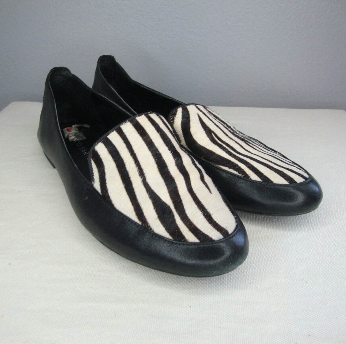 Franco Sarto Zilla Flats Shoes Zerbra Animal Print Women's Black