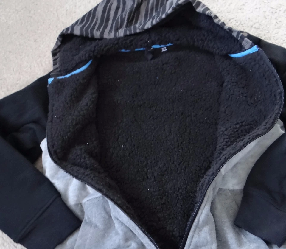 OCEAN CURRENT sudadera/chaqueta negra/gris manga larga con capucha cremallera, talla L Foto 2 de 3