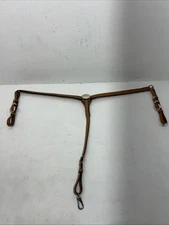 New Leather Circle Y Breast Collar With Silver Plate. 42846107 S-46