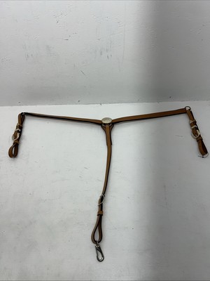 New Leather Circle Y Breast Collar With Silver Plate. 42846107 S-46