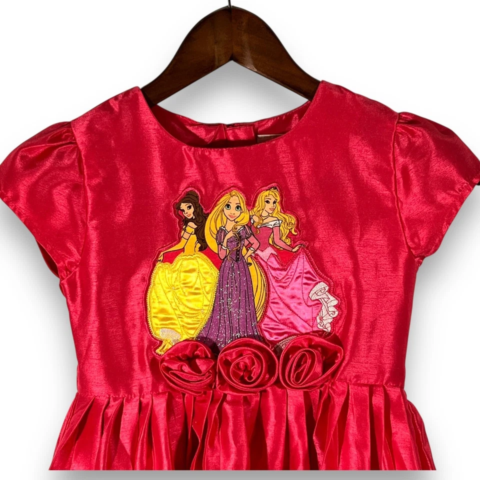 Vestido Princesa Niñas Disney Store Talla 7/8 Rosa Satinado Belle Rapunzel Aurora Foto 4 de 4