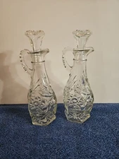 Vintage Lead Crystal - Star of David Design - Oil and Vinegar  Set With Stoppers
