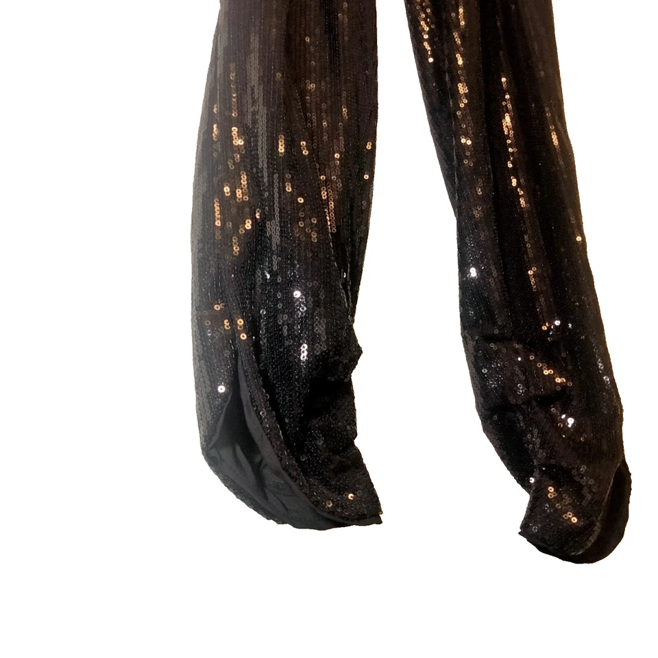 Pantalones de lentejuelas White House Black Market XS tiro medio ~ dobladillo lateral tobillo abierto Foto 2 de 4