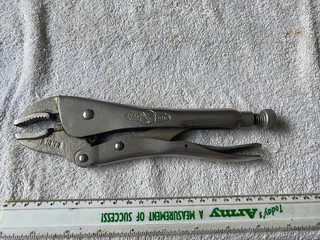 Alicates de bloqueo de mandíbula curva Petersen Vise Grip 10WR Dewitt Mfg Hecho en EE. UU.