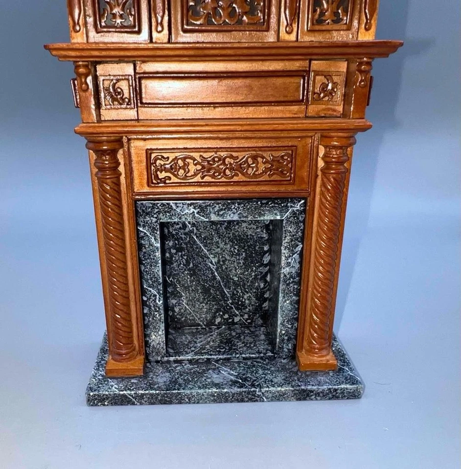 迷你娃娃屋 1:12 BESPAQ WALNUT 壁炉 带硬币 - 3210-全新无标签 — 第 4/4 张图片