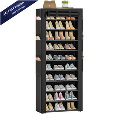 OYREL Large Shoe Rack, Black, 6 Side Pockets, 23.6" Wide x 11.4" Large, Black