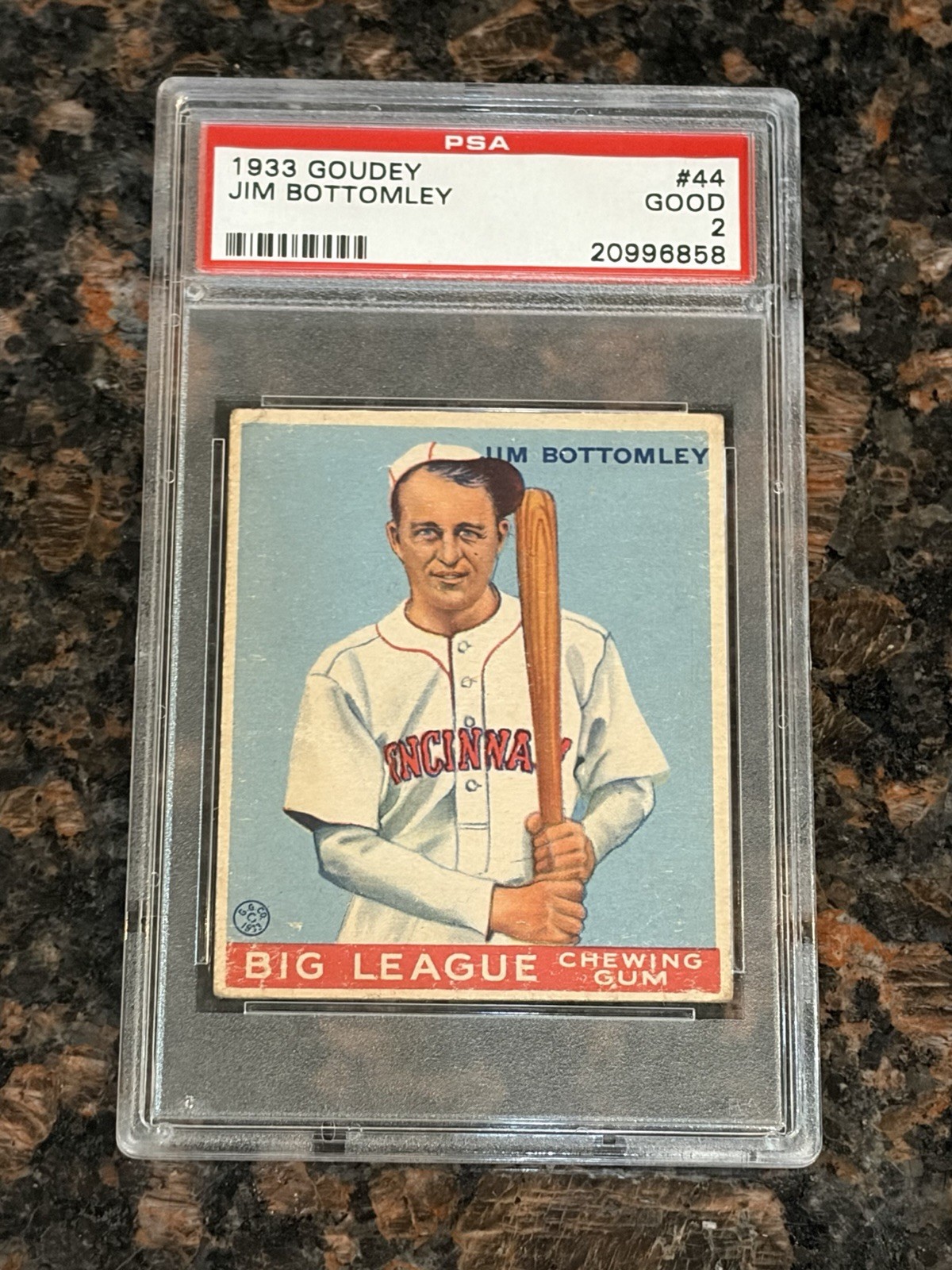 Jim Bottomley #44 Baseball Cards 1933 Goudey trading card — raw and PSA graded price guide