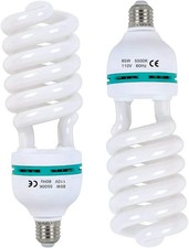 2 X 85W Light Bulb 5500K CFL Daylight Spiral Softbox Bulb in E27 Socket for Phot