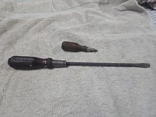 2 Vintage GREAT NECK Flathead Screwdrivers, 15" Long +3". Tool Steel USA. 