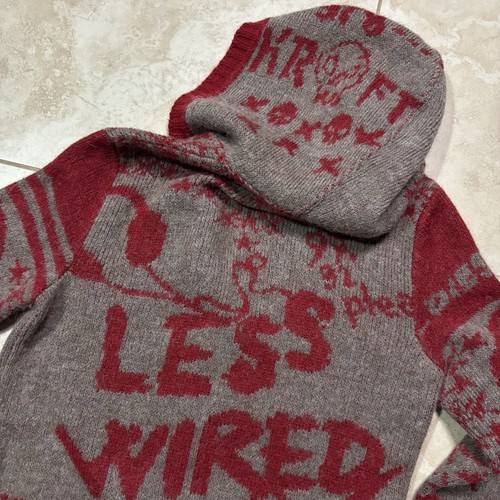 y2k Diesel Less Wired Headphones Skull graphic wool sweater mens large - Picture 7 of 10