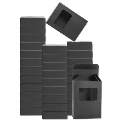 32Pcs Soap Packaging Boxes 2.6x3.5x1.2 Inch with Window Rectangle Black