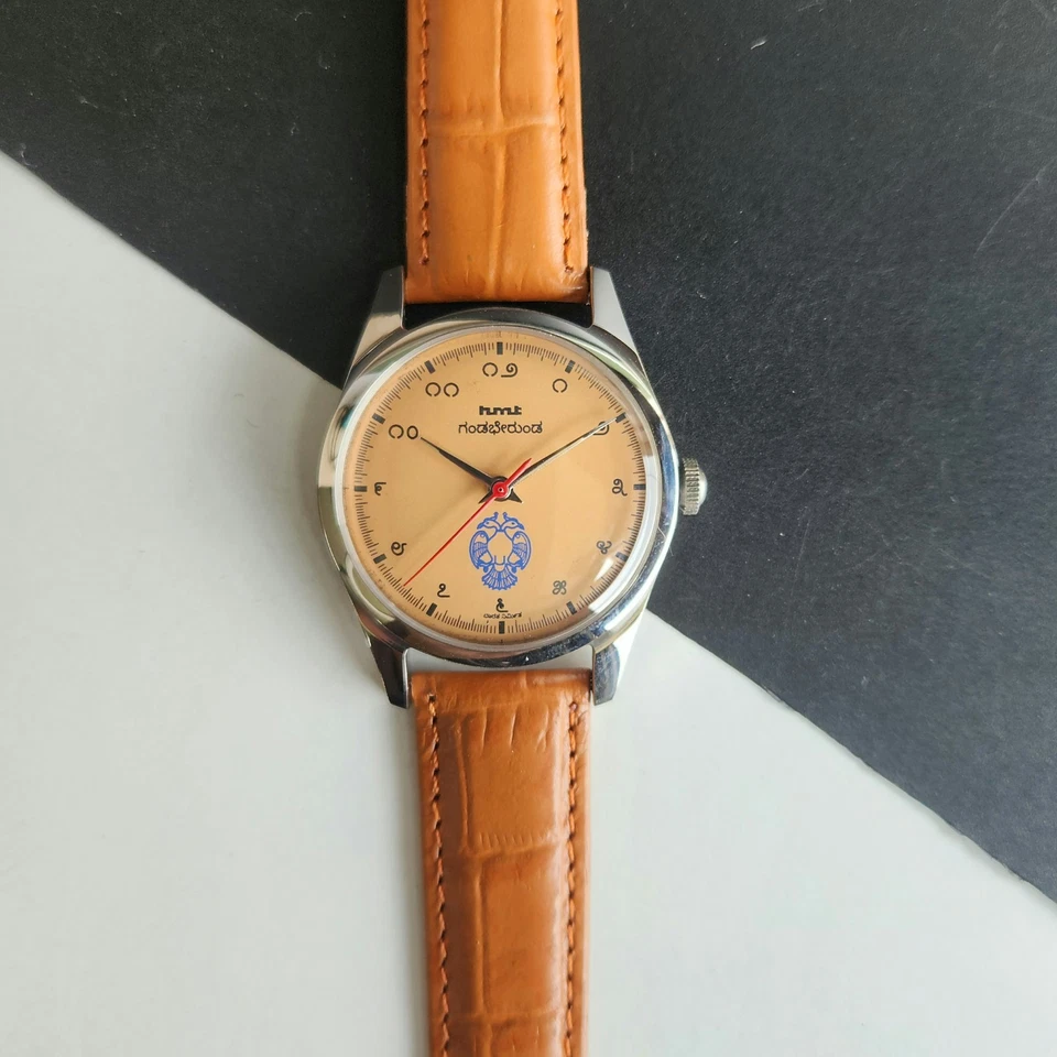 Vintage HMT Janata Kannada Orange Face Mechanical Hand Winding Wrist Watch A49 - Image 4 of 4