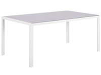 Gartentisch Esstisch Glas Grau FüR 6 Personen 160X90 Cm Aluminium Weiß Catania