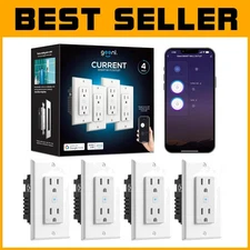 White Smart Outlet, 4 Pack - Voice Control, Tamper Resistant