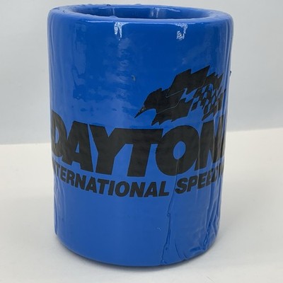 Daytona Speedway KOOL KAN Insulated Blue Foam Koozie Beverage Can Drink Holder