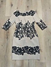 Adrianna Papell Beige/Nude & Black Lace Sheath Dress – Women’s Size 8
