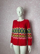 BOGNER Fire  Ice Red Wool Blend Fair Isle Cardigan Sweater - Wmn's EU 40 / US M