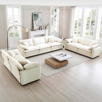 Modern Living Room Sofa 3 Pieces Set, Two 2-Seater Sofas and One 3-Seater Sofa