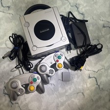 Nintendo GameCube Silver Platinum Console 2 Controllers Cords Bundle