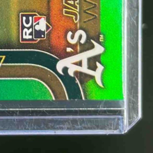 2025 Topps Series 1 #314 Jacob Wilson Green Holo Foil 53/99 Oakland Athletics RC - Bild 6 von 10