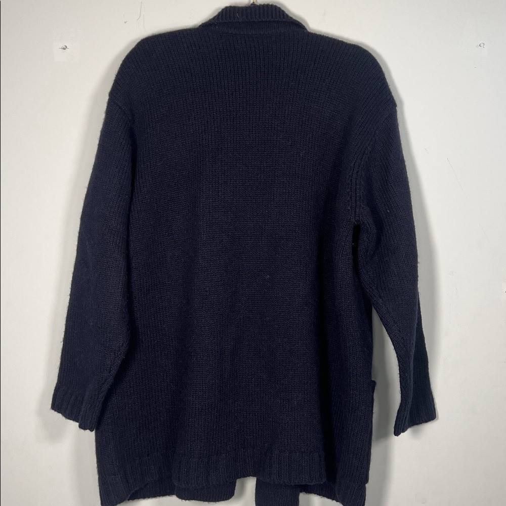 Lauren Ralph Lauren Women's Navy Blue Gold Knit Camel Hair Wool Cardigan Large thumbnail 8