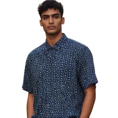 Redvanly Ashby Mazarin Blue Floral Performance Polo Size M