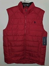 U.S. Polo Assn. Mens LARGE Puffer Vest RED Qu...