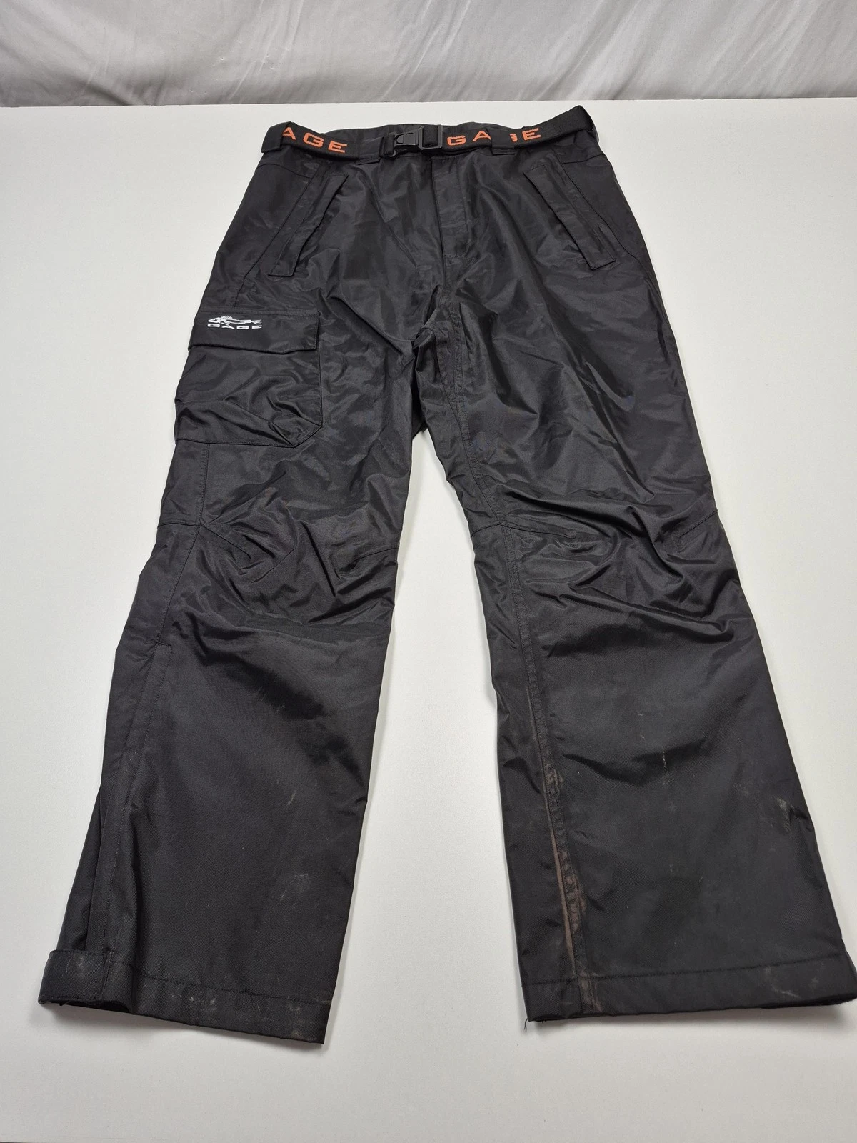Gage Technical Gear Rain Pants Mens Meidum Black Nylon Cargo Belted Workwear