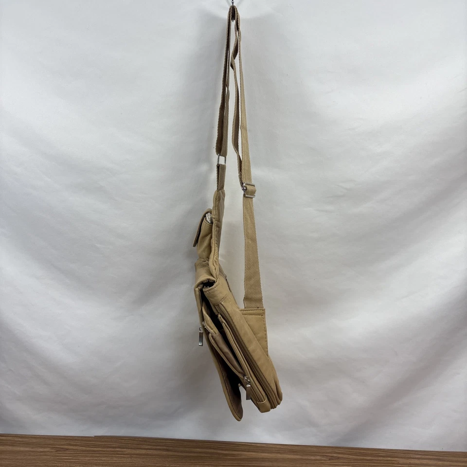 Vintage BUXTON Soft Leather Sling Bag Crossbody Handbag Organizer Tan - Image 2 of 4