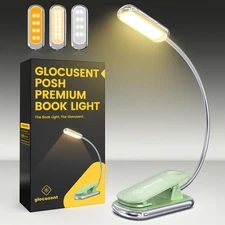Posh Premium Book Light for Reading in Bed with Timer, 16-LED Green