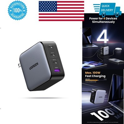 UGREEN 100W GaN USB C Charger, 4-Port Fast Laptop Power Adapter