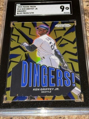 Ken Griffey Jr 2025 Panini Prizm Dingers! Blue Prizm Refractor SP #d /99 SGC 9