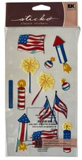 EK Success Sticko Stickers Patriotic American Flags 4th of July Fireworks