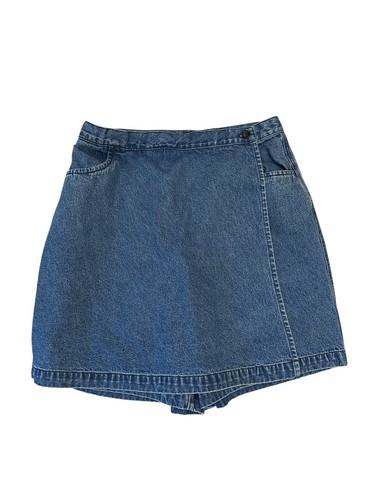 Vintage Van Heusen Denim Wrap Skort Size 12 | 90s High Waist Skirt Shorts - Picture 7 of 12