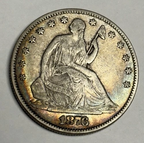 Toned VF+ 1876-P Seated Liberty Half Dollar (original) U.S. 50c Type Silver Coin