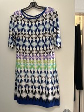 Eliza J Geometric Print Sheath Dress Size 6 Knit, lined Exposed Back Zip