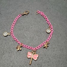 Pink dragonfly charm bracelet Up to 7"